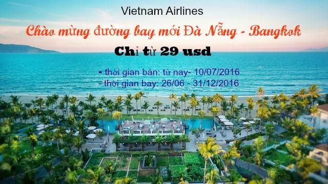 Khứ hồi Vietnam airlines đi Đà Nẵng - Bangkok giá chỉ từ 29$