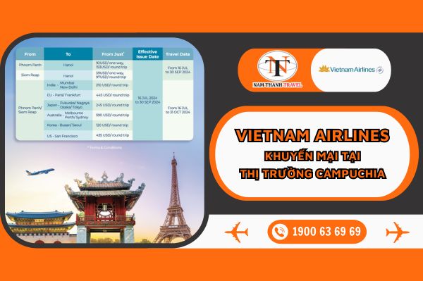Vietnam Airlines: Khuyến mại tại thị trường Campuchia