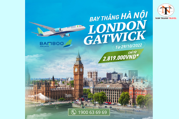 Bay thẳng London Gatwick chỉ từ 2.819.000 đồng