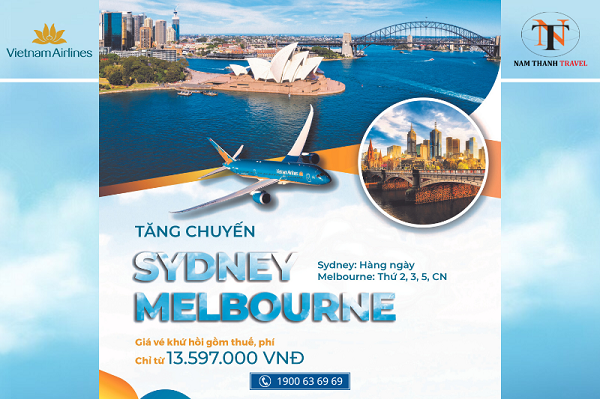 Tăng tần suất đường bay Úc -Vé khứ hồi ưu đãi chỉ từ 13.597.000 VND cùng Vietnam Airlines