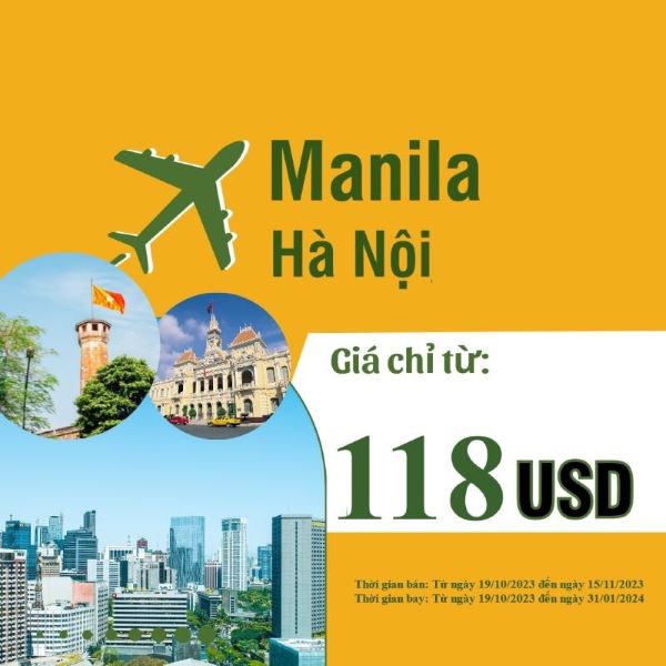 Philippine Airlines giảm giá vé máy bay từ Hà Nội đến Manila