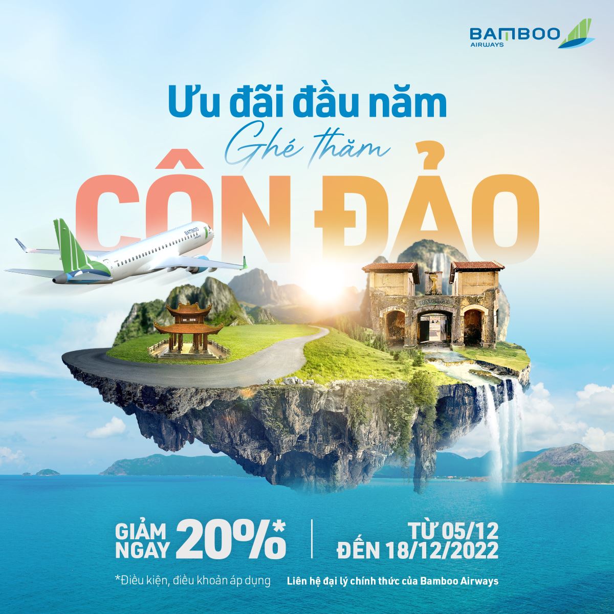 Bamboo Airways (BAV) gửi tới khách hàng chương trình bay Côn Đảo giảm tới 20% dịp cuối năm khi mua vé trên Etrip4u.