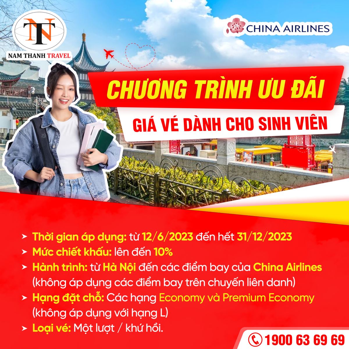 China Airlines - Ưu đãi giá vé dành cho Sinh viên