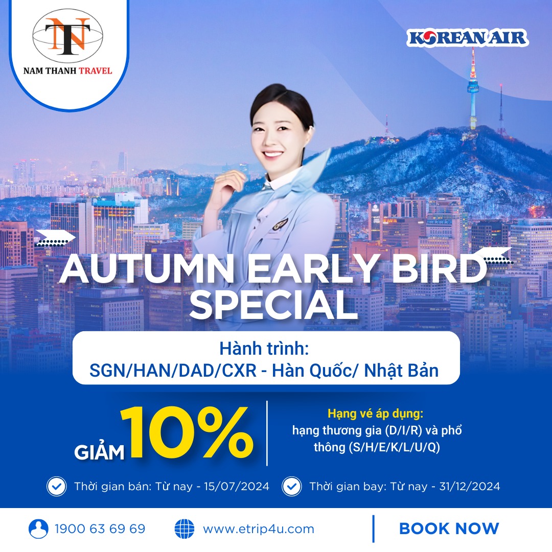 Korean Air: Chương trình khuyến mãi "Autumn Early Bird Special!"