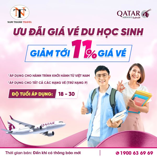 Qatar Airways tung ưu đãi giảm tới 11% giá vé dành cho du học sinh