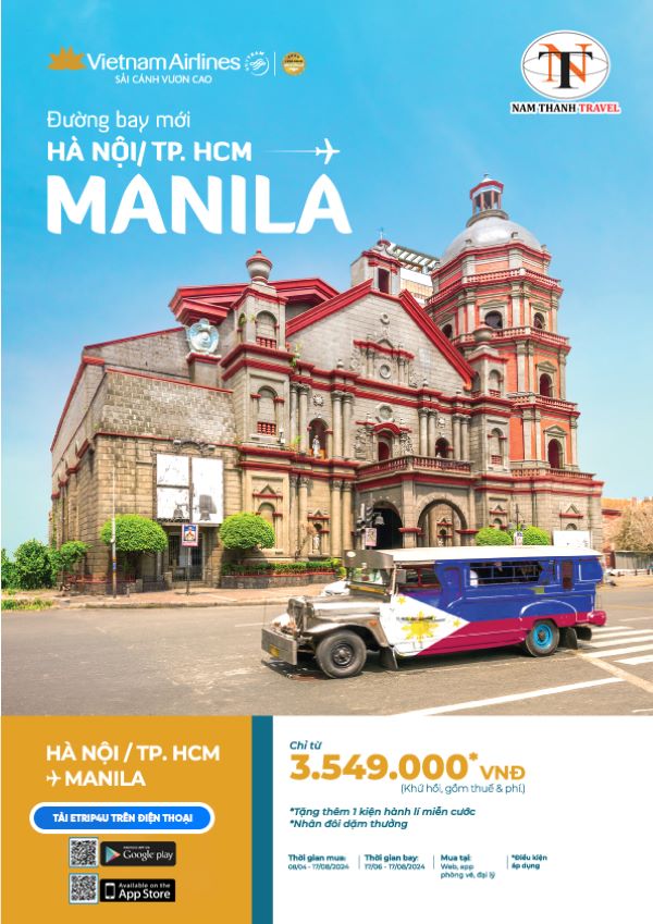 Bay Việt Nam - Manila với hàng ngàn ưu đãi từ Vietnam Airlines