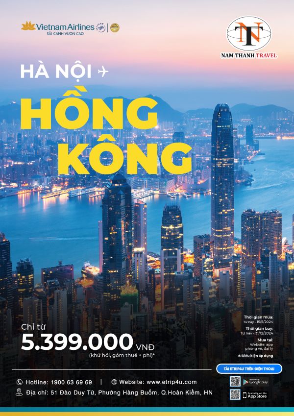 Ưu đãi giá vé trên đường bay từ Hà Nội đi Hong Kong