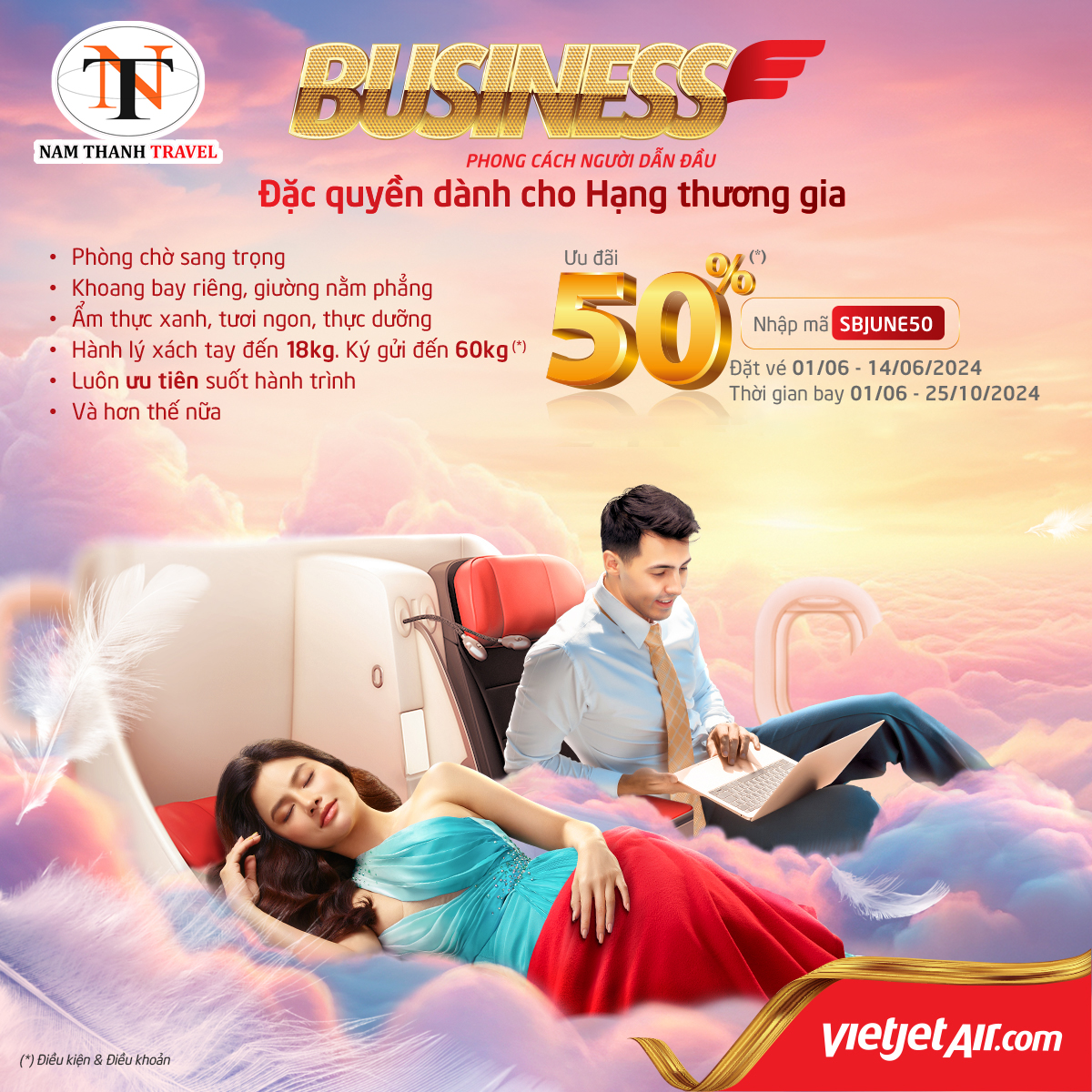 ​Vietjet khuyến mãi 50% cho hạng vé Business