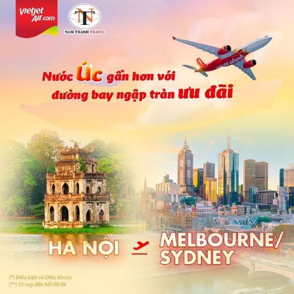 Vietjet Air: Thêm đường bay mới Hà Nội - Sydney/Melbourne