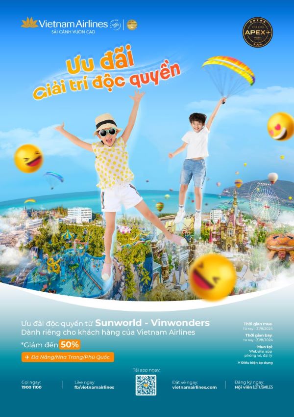 Vietnam Airlines: Ưu đãi giải trí độc quyền từ SunWorld và VinWonders