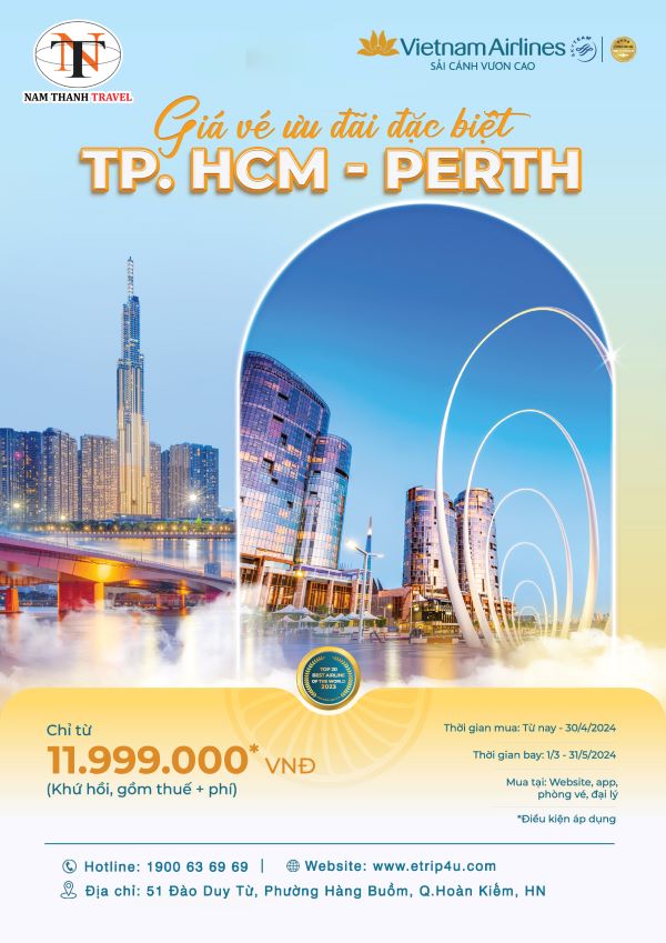 Vietnam Airlines: Ưu đãi giá vé trên hành trình HCM - PERTH (ÚC)