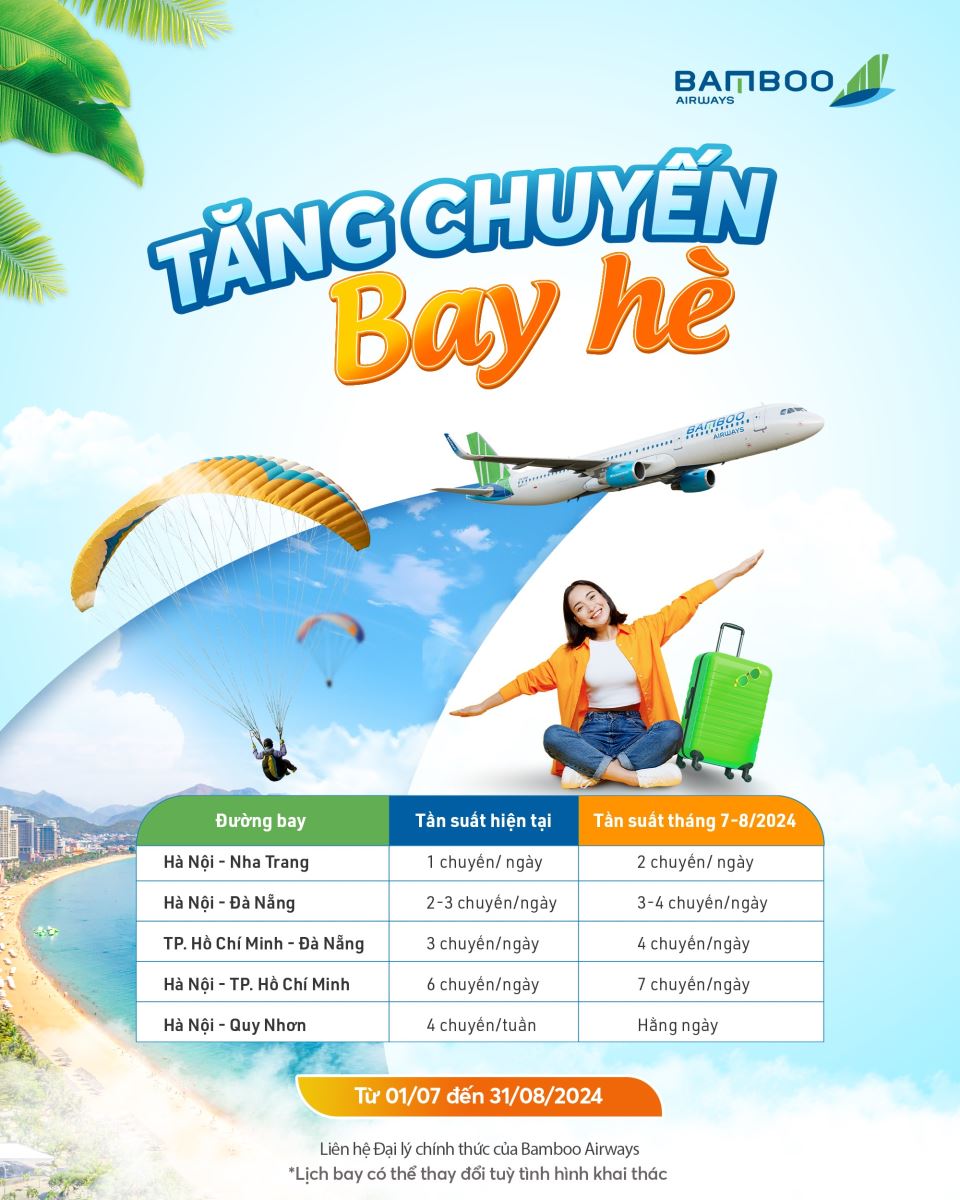 Bamboo Airways: Tăng chuyến bay hè, thả ga tìm vé