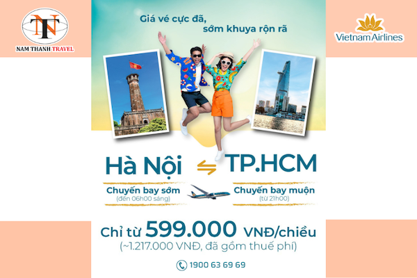 Bay Hà Nội Sài Gòn cùng Vietnam Airlines với giá chỉ từ 599k