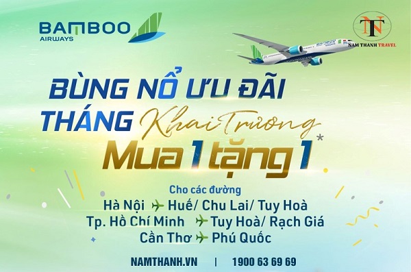 Bùng nổ ưu đãi tháng khai trương mua 1 tặng 1 cùng Bamboo Airways
