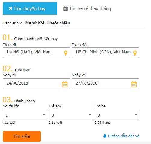 Tìm và đặt vé máy bay trực tuyến tại namthanh.vn