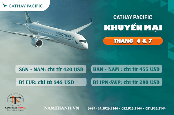 Cathay Pacific khuyến mại vé máy bay quốc tế chỉ từ 80USD