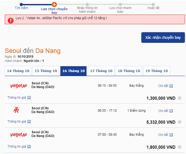 Tìm giá vé máy bay Incheon - Đà Nẵng