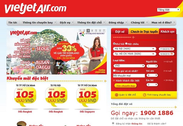 Hướng dẫn đăng ký mua vé máy bay giá rẻ Vietjet Air và Jetstar