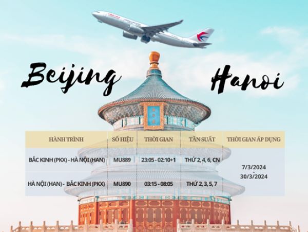 China Eastern Airlines: Mở đường bay Hà Nội (HAN) - Bắc Kinh (PKX)