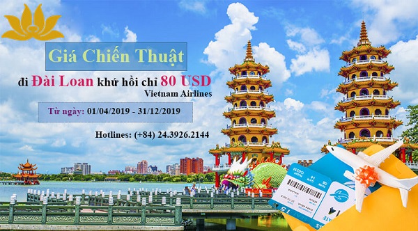 Vietnam Airlines khuyến mại giá chiến thuật đi Đài Loan khứ hồi chỉ với 80 USD