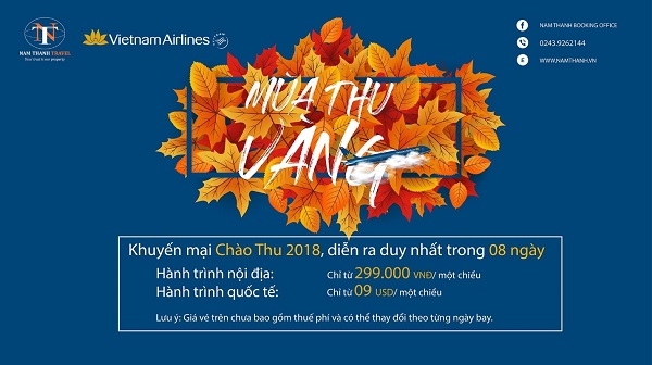 “Mùa Thu Vàng” ngập tràn khuyến mãi cùng VietNam Airlines