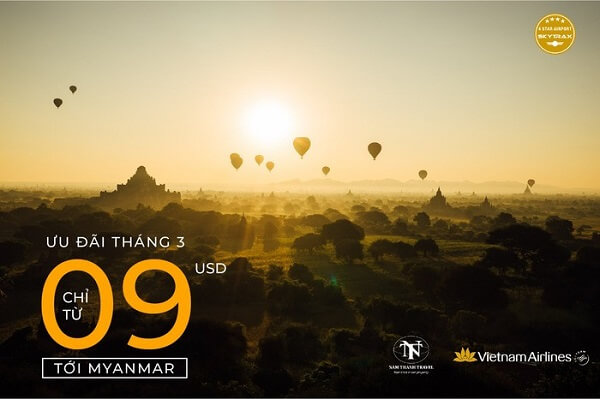 Vietnam Airlines khuyến mại vé máy bay đi Myanmar