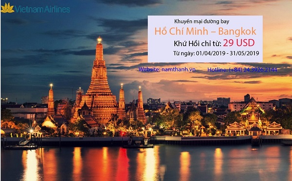 Vé máy bay Hồ Chí Minh – Bangkok khứ hồi chỉ từ 29 USD