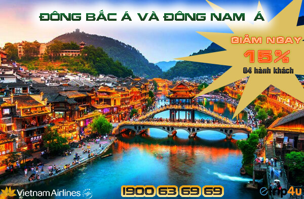 Khuyến mại Vietnam Airlines: giảm 15% giá vé máy bay đi Đông Á
