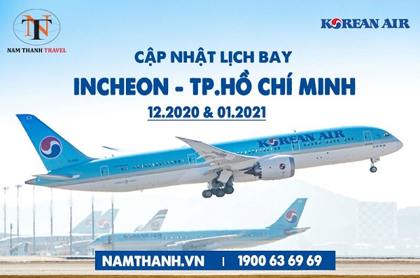 Korean Airlines cập nhật lịch bay chặng Incheon – Hồ Chí Minh