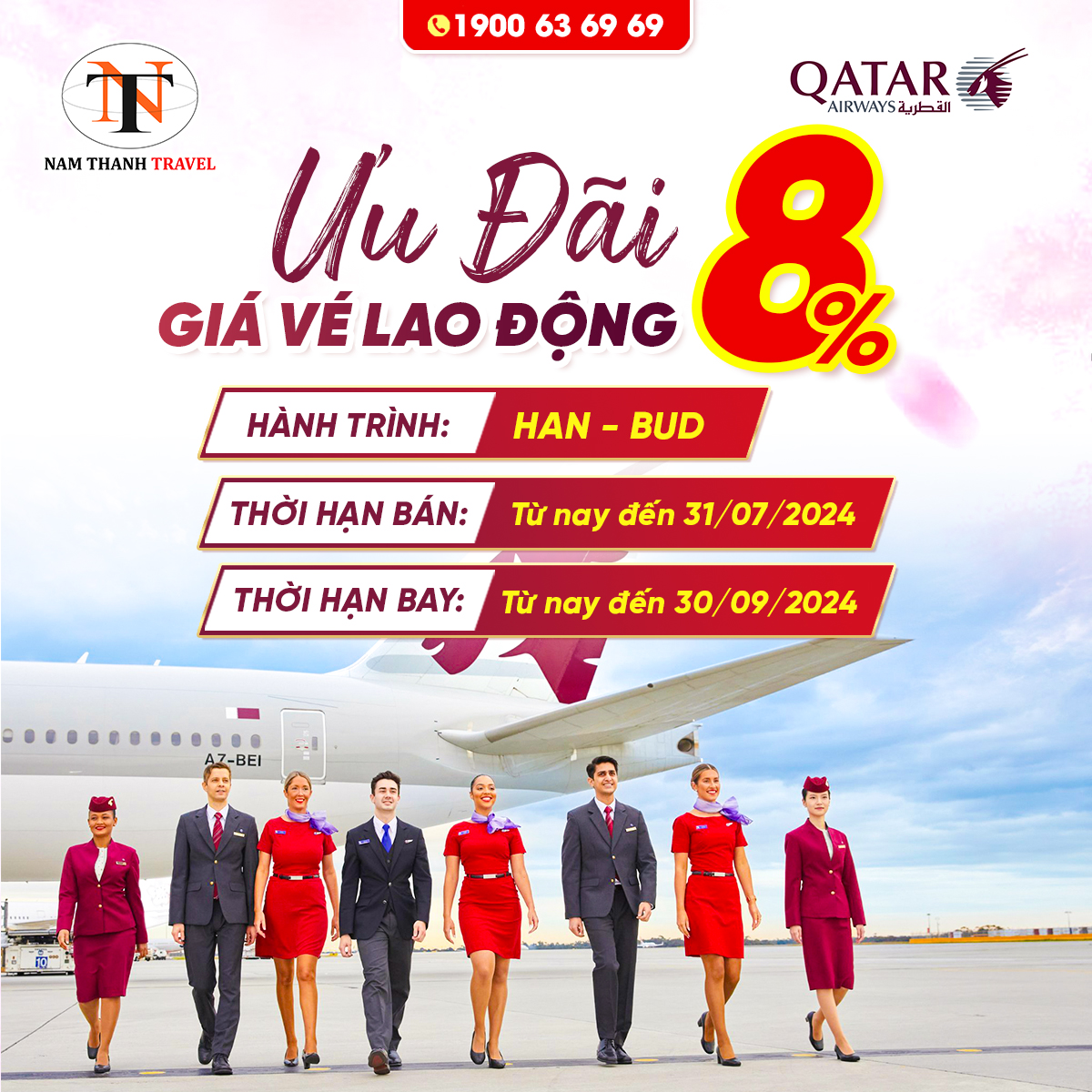 Qatar Airways: Ưu đãi giá vé lao động lên tới 8%