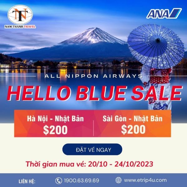 ELLO BLUE SALE: Ưu đãi giá vé trên chặng bay Nhật từ ANA