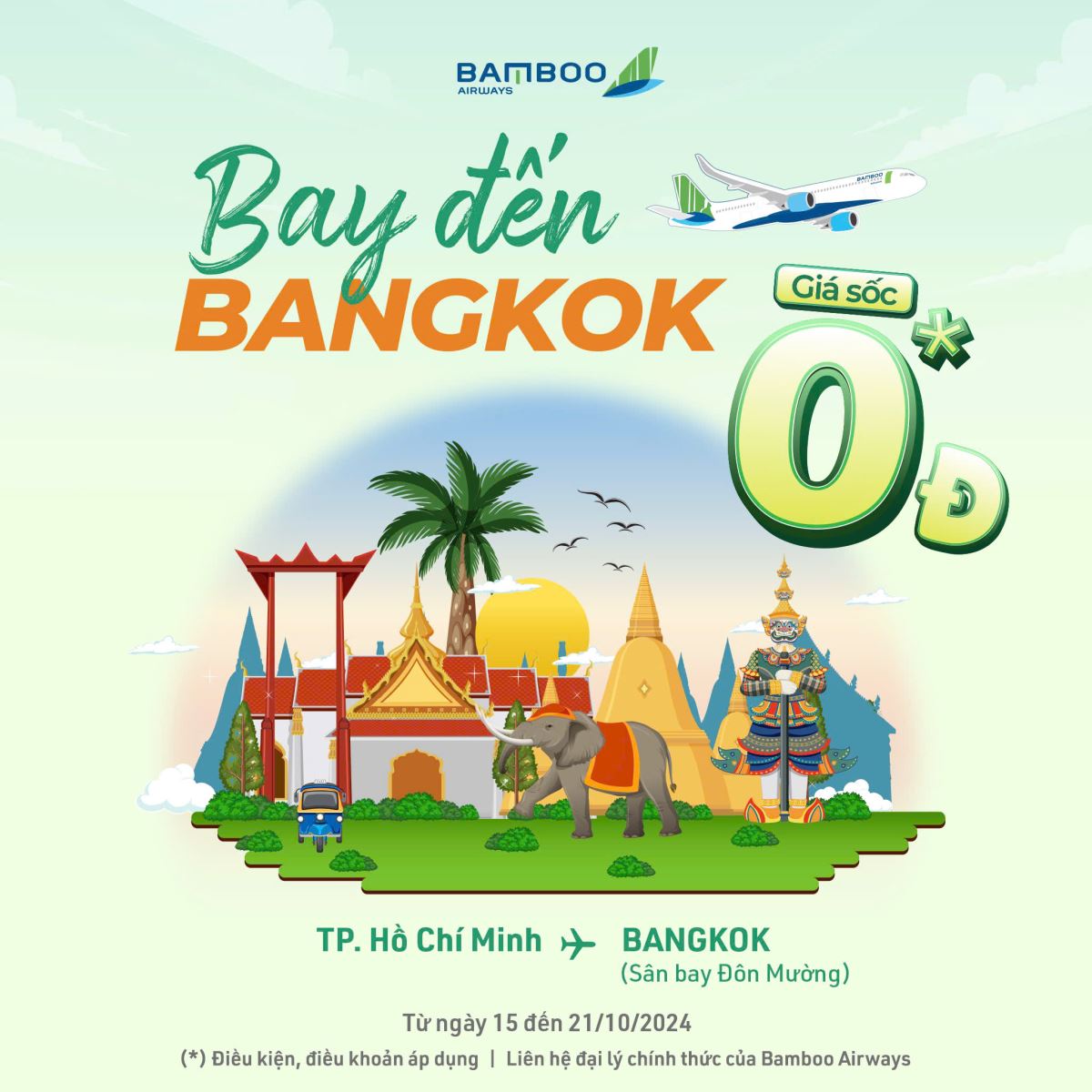 Bay đến Bangkok, giá sốc 0đ