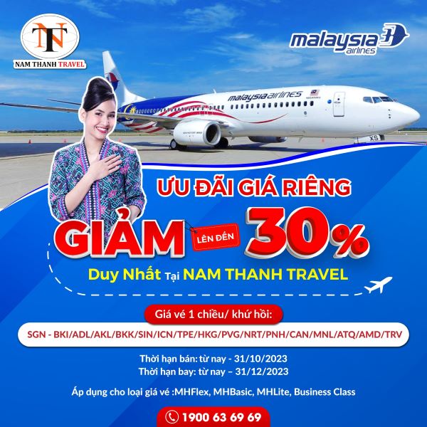 Ưu đãi lên tới 30% từ Malaysia Airlines