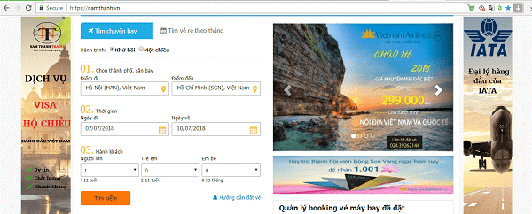 Hướng dẫn đặt vé máy bay đi Đồng Hới trực tuyến tại website namthanh.vn