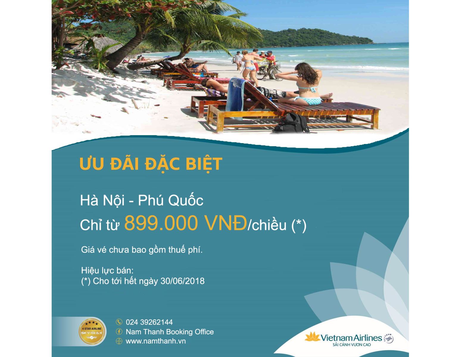 Giá khuyến mại trong tháng 6 đi Phú Quốc của Vietnam Airlines