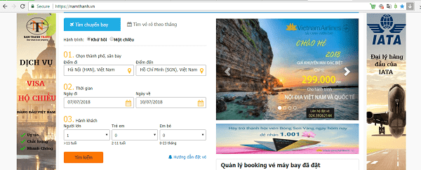 Hướng dẫn đặt vé máy bay đi Quy Nhơn trực tuyến tại website namthanh.vn