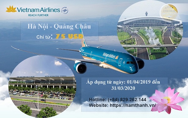 Vietnam Airlines khuyến mại vé máy bay Hà Nội - Quảng Châu chỉ từ 75 USD