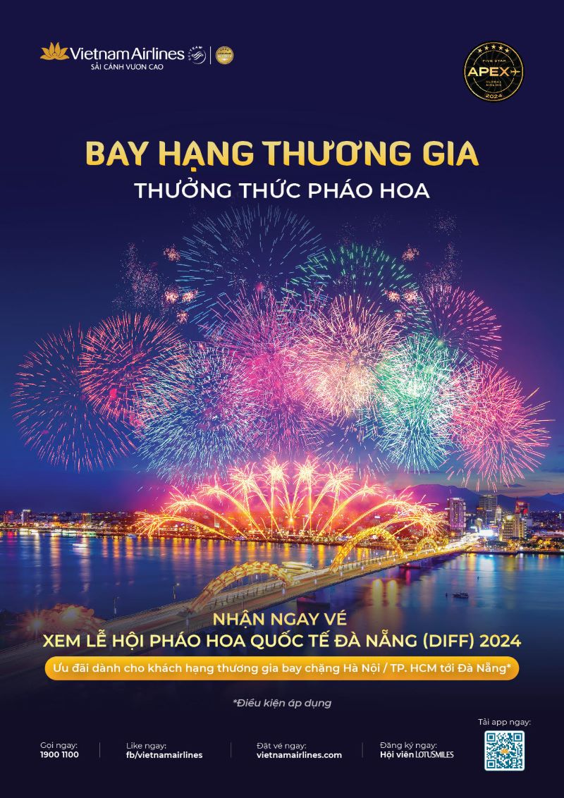 Vietnam Airlines: Bay hạng thương gia - Nhận vé pháo hoa