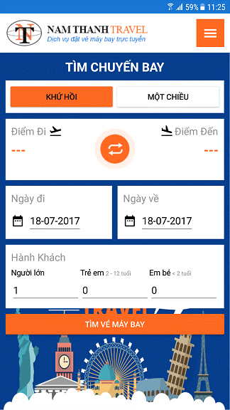 Ứng dụng đặt vé máy bay quốc tế của Nam Thanh