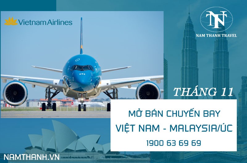 Vietnam Airlines mở bán vé máy bay chặng Việt Nam - Malaysia/ Úc