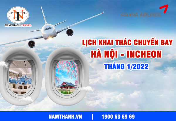 Asiana Airlines thông báo lịch bay Hà Nội - Incheon tháng 1/2022