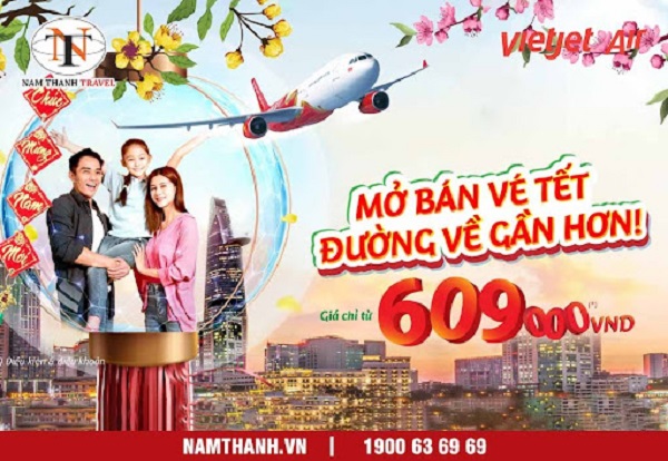 Ưu đãi từ Vietjet Air - Vé máy bay Tết chỉ từ 609.000 vnđ